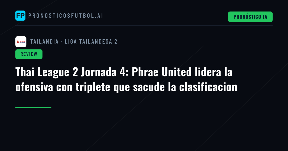 Thai League 2 Jornada 4: Phrae United lidera la ofensiva con triplete que sacude la clasificacion