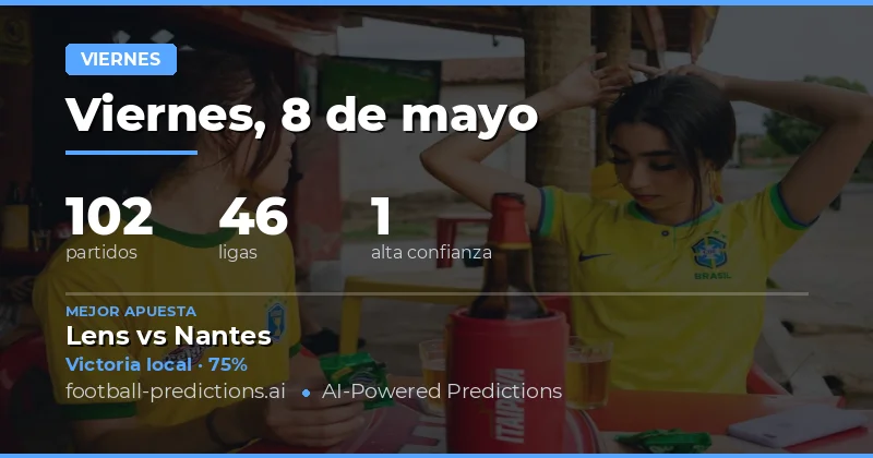 Pronósticos de Fútbol para el Viernes 8 de Mayo de 2026
