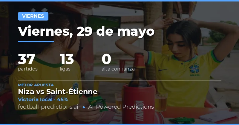 Pronósticos de Fútbol para el Viernes 29 de Mayo de 2026