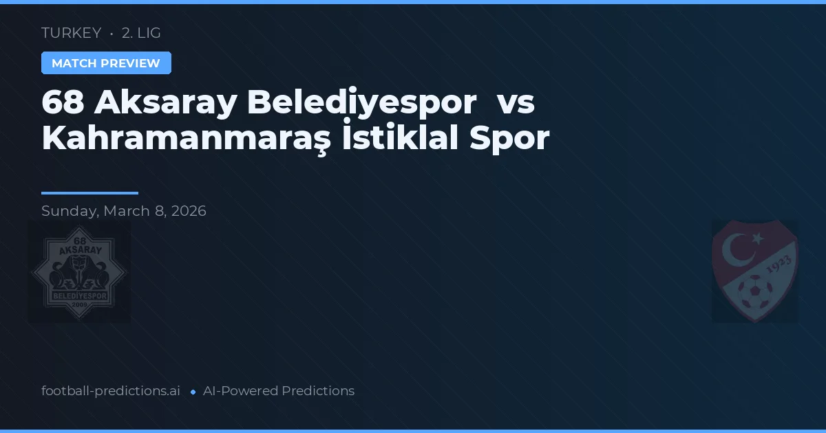Aksaray Belediyespor vs Kahramanmaraş İstiklalspor — pronóstico y previa del partido