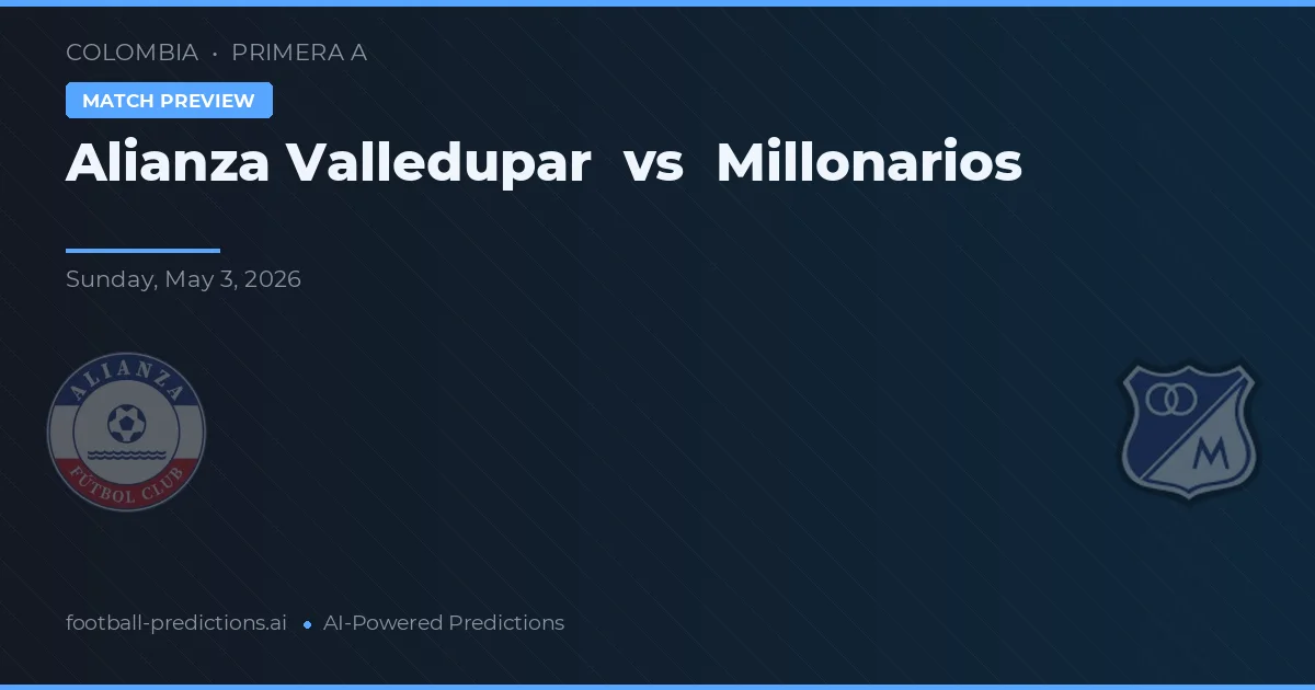 Alianza Valledupar vs Millonarios — pronóstico y previa del partido