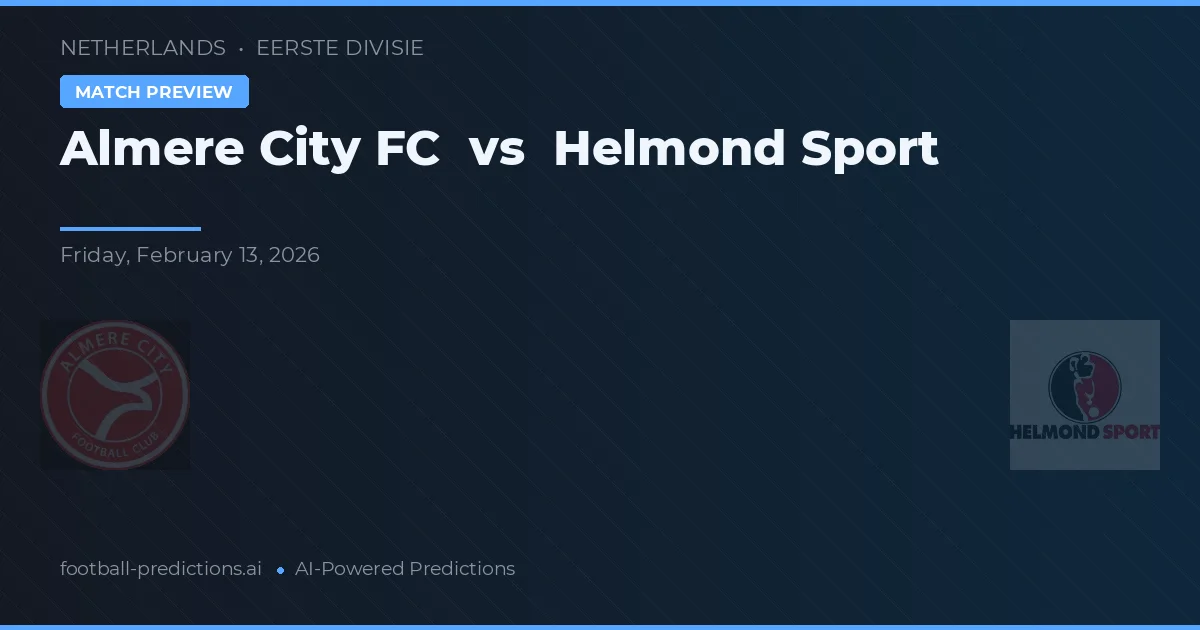 Almere City vs Helmond Sport — pronóstico y previa del partido