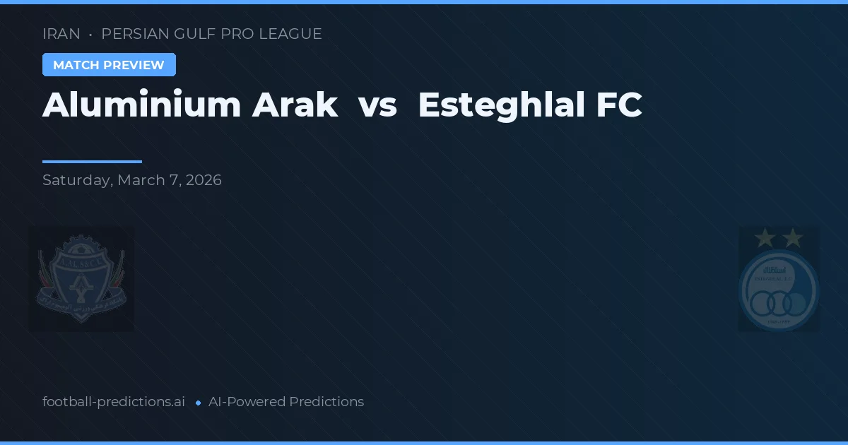 Aluminium Arak vs Esteghlal FC — pronóstico y previa del partido