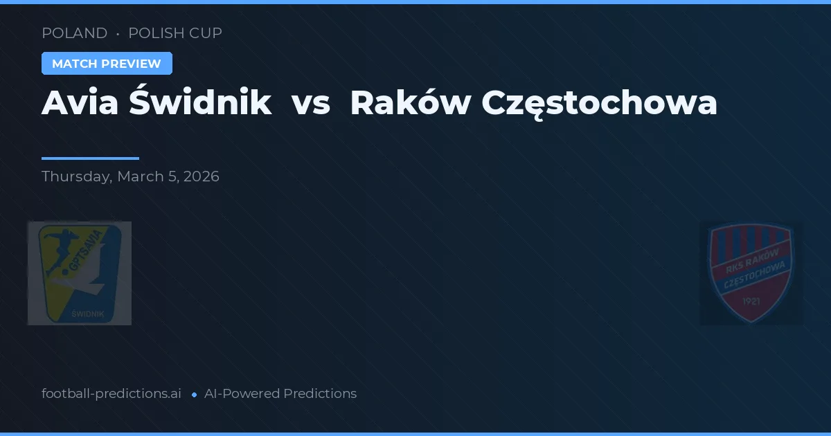 Avia Świdnik vs Raków Częstochowa — pronóstico y previa del partido