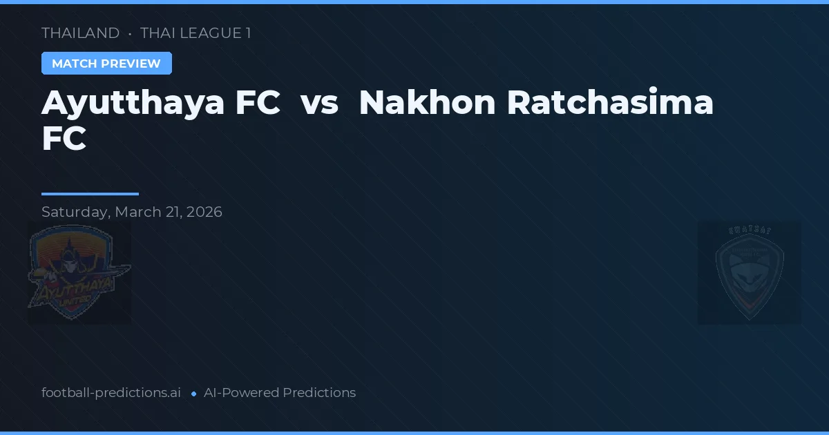 Ayutthaya FC vs Nakhon Ratchasima FC — pronóstico y previa del partido