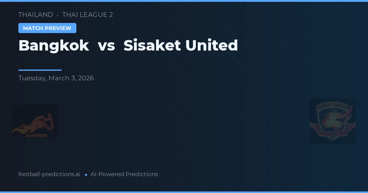 Bangkok vs Sisaket United — pronóstico y previa del partido