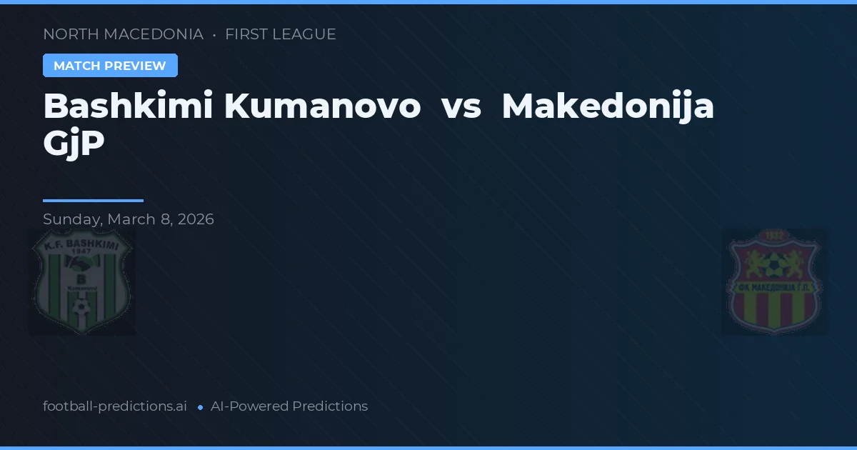 Bashkimi Kumanovo vs Makedonija GjP — pronóstico y previa del partido