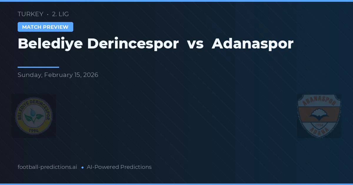 Municipal Derincespor vs Adanaspor — pronóstico y previa del partido