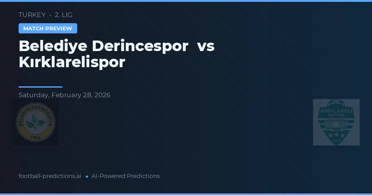 Municipal Derincespor vs Kırklarelispor — pronóstico y previa del partido