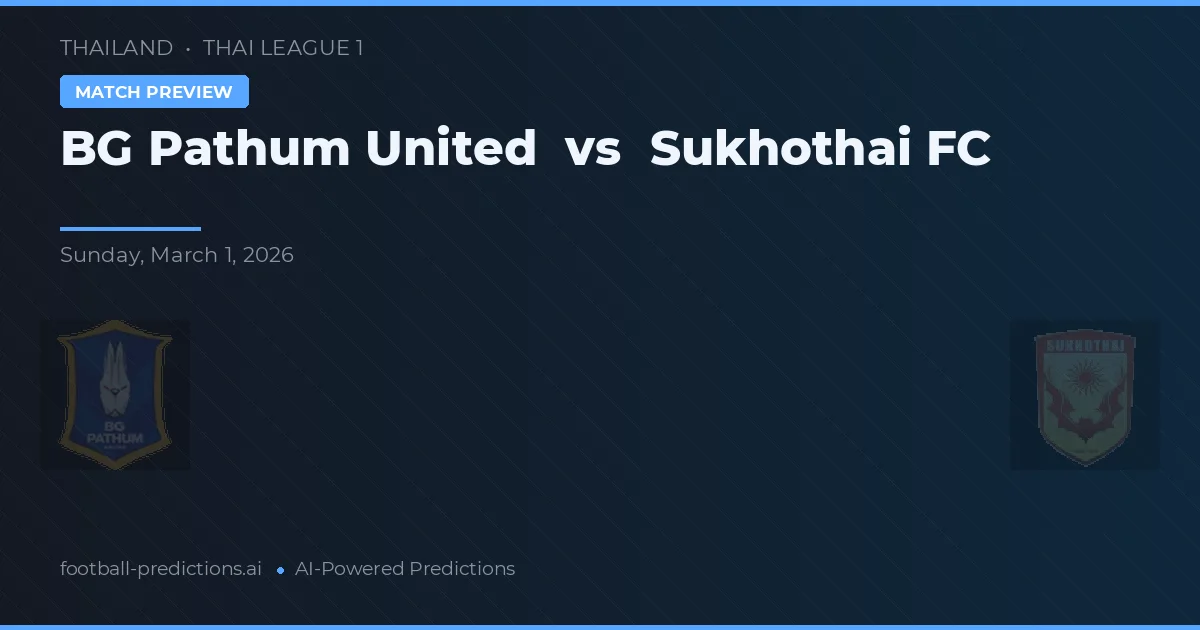 BG Pathum United vs Sukhothai FC — pronóstico y previa del partido