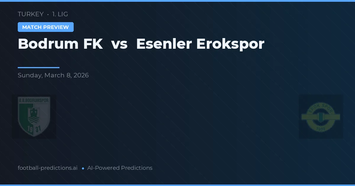 Bodrum FK vs Esenler Erokspor — pronóstico y previa del partido