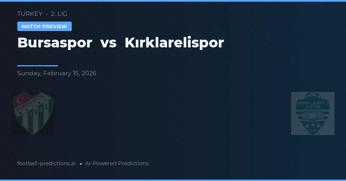 Bursaspor vs Kırklarelispor — pronóstico y previa del partido