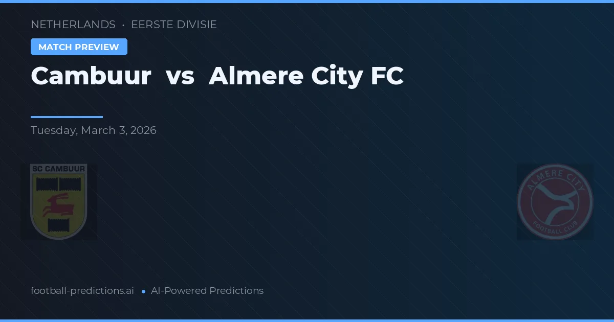 Cambuur vs Almere City — pronóstico y previa del partido