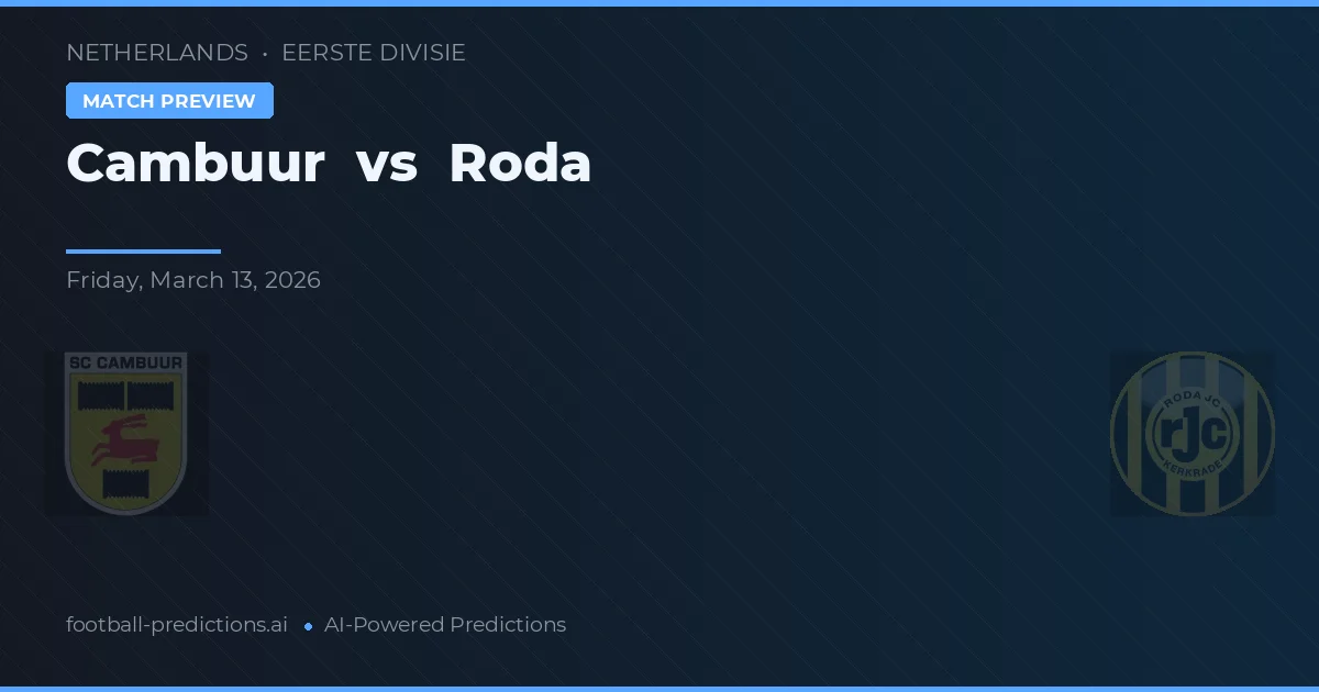 Cambuur vs Roda JC — pronóstico y previa del partido