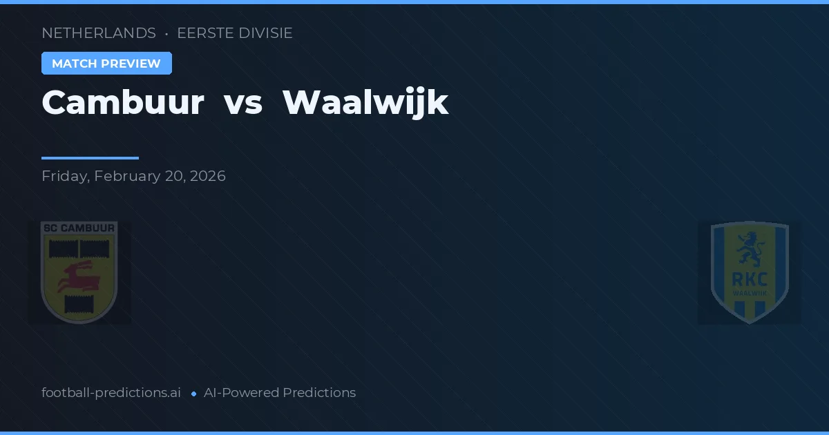 Cambuur vs Waalwijk — pronóstico y previa del partido