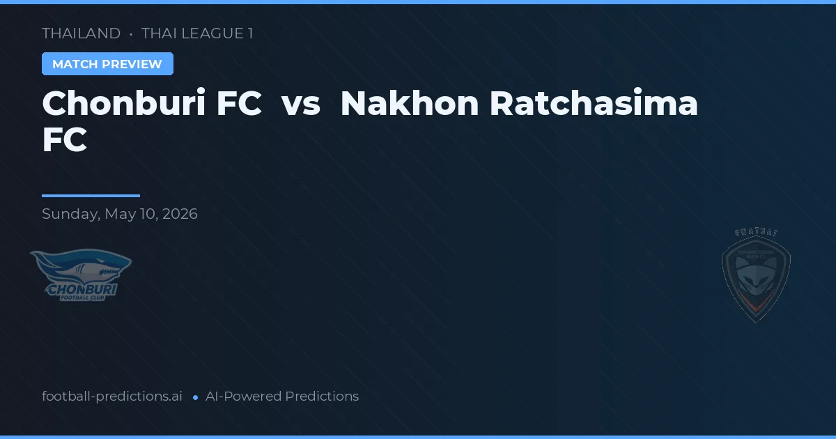 Chonburi FC vs Nakhon Ratchasima FC — pronóstico y previa del partido