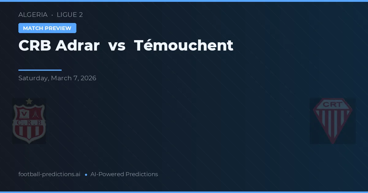 CRB Adrar vs Témouchent — pronóstico y previa del partido