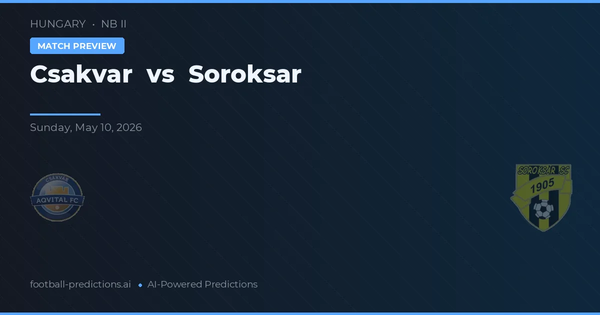 Csákvár vs Soroksár — pronóstico y previa del partido