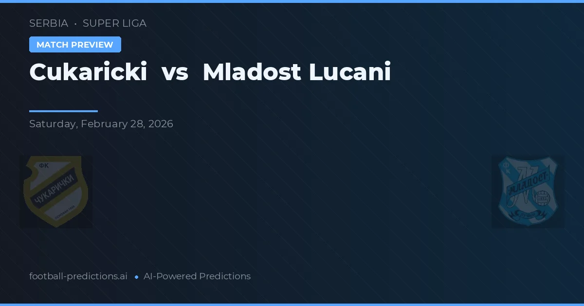 Cukaricki vs Mladost Lučani — pronóstico y previa del partido