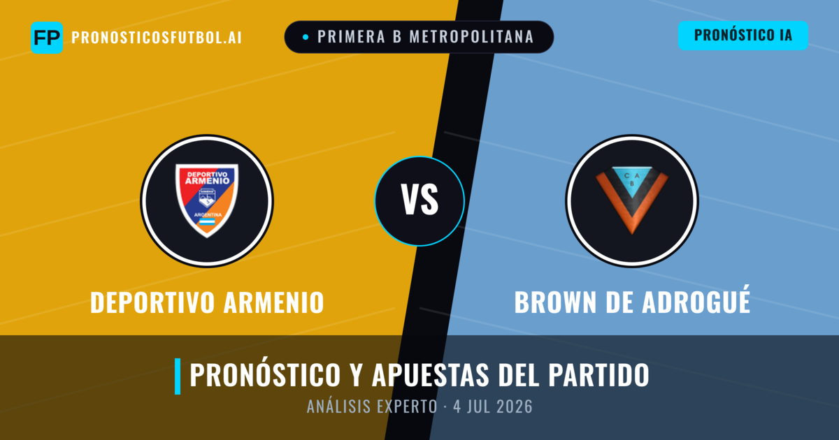 Deportivo Armenio vs Brown de Adrogué — pronóstico y previa del partido