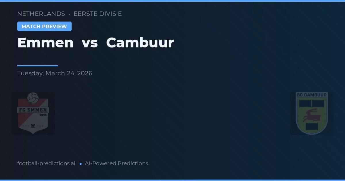 Emmen vs Cambuur — pronóstico y previa del partido