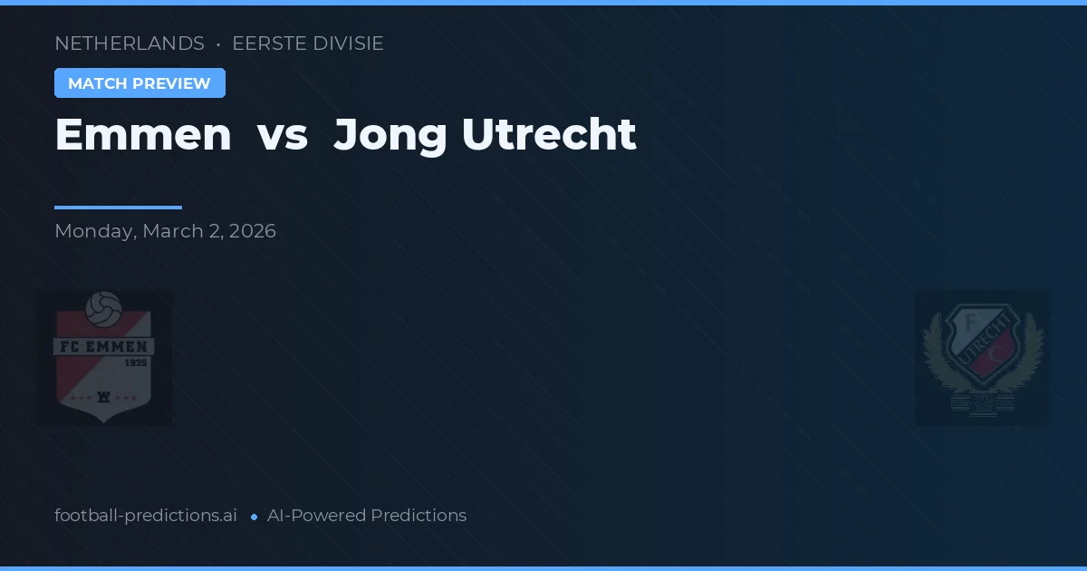 Emmen vs Jong Utrecht — pronóstico y previa del partido