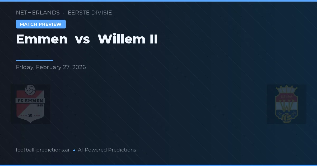 Emmen vs Willem II — pronóstico y previa del partido