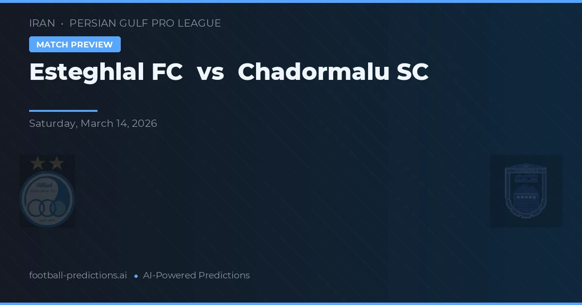 Esteghlal FC vs Chadormalu SC — pronóstico y previa del partido