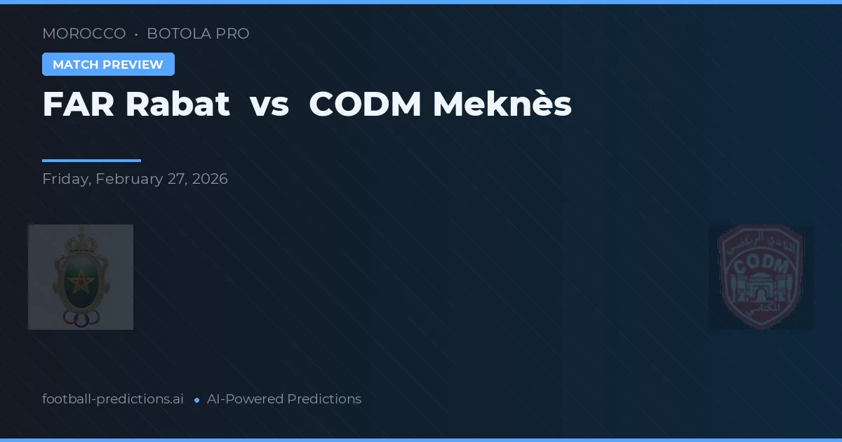 FAR Rabat vs CODM Meknès — pronóstico y previa del partido