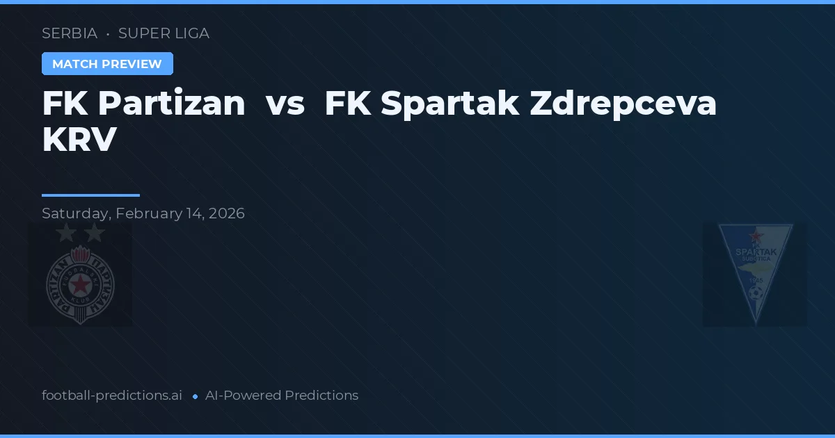 FK Partizan vs FK Spartak Zdrepcova KRV — pronóstico y previa del partido