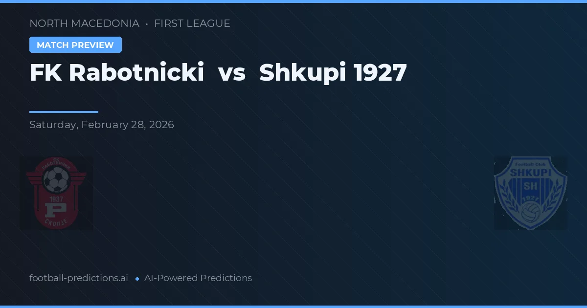FK Rabotnički vs Shkupi 1927 — pronóstico y previa del partido