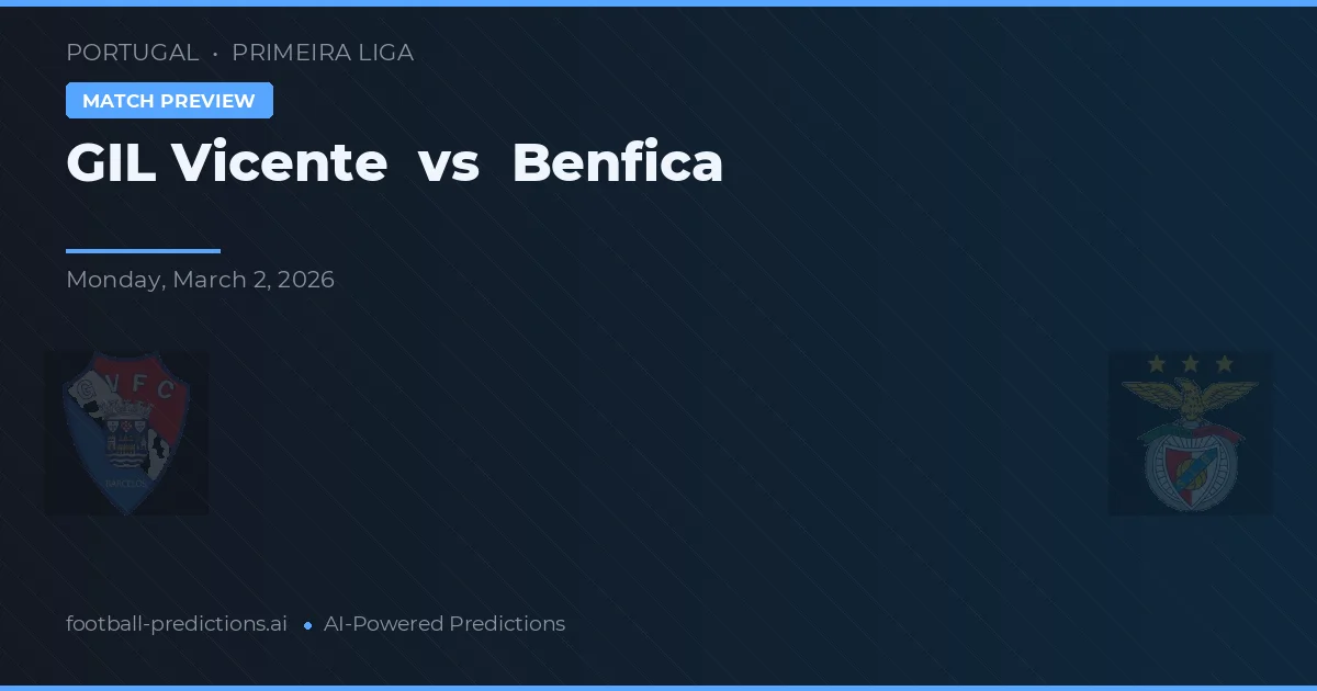 GIL Vicente vs Benfica — pronóstico y previa del partido