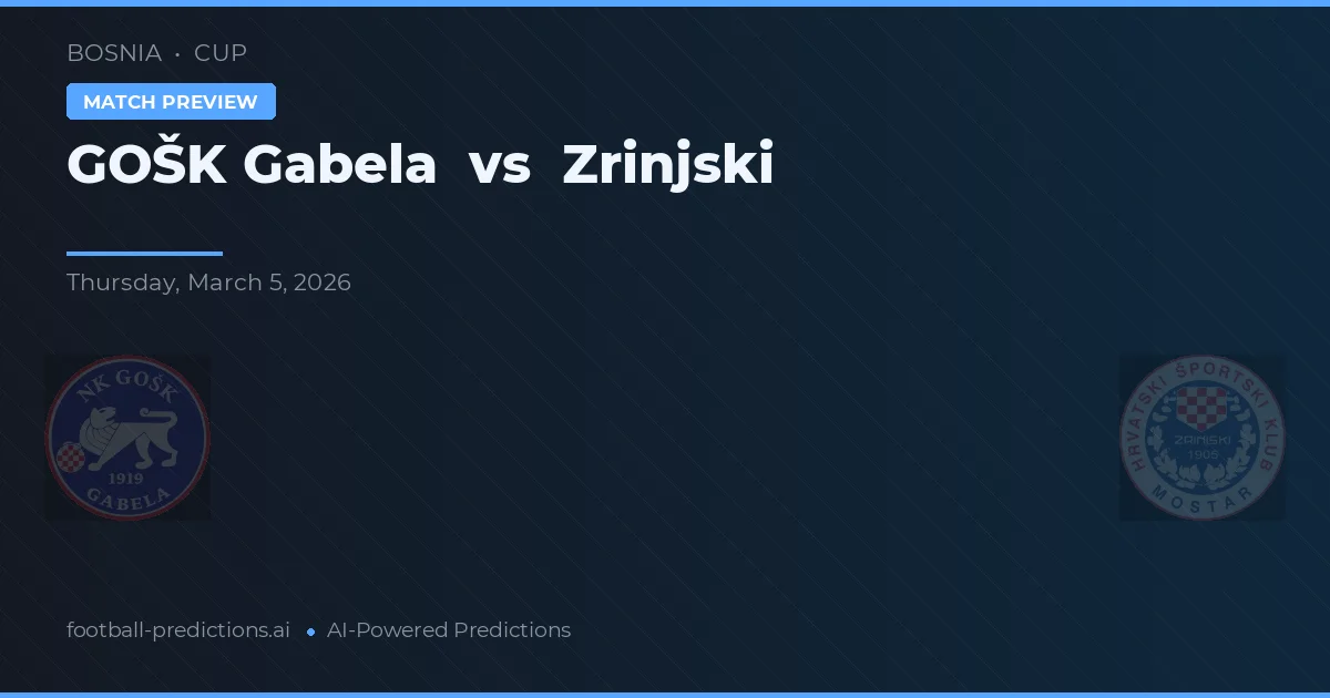 GOŠK Gabela vs Zrinjski — pronóstico y previa del partido