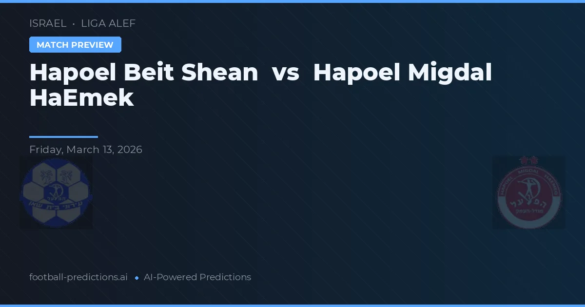 Hapoel Beit She'an vs Hapoel Migdal HaEmek — pronóstico y previa del partido