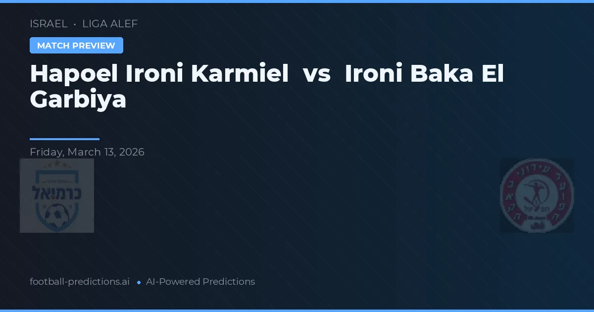 Hapoel Ironi Karmiel vs Ironi Baka El Garbiya — pronóstico y previa del partido