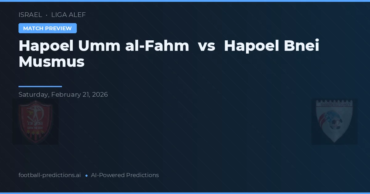 Hapoel Umm al-Fahm vs Hapoel Bnei Musmus — pronóstico y previa del partido