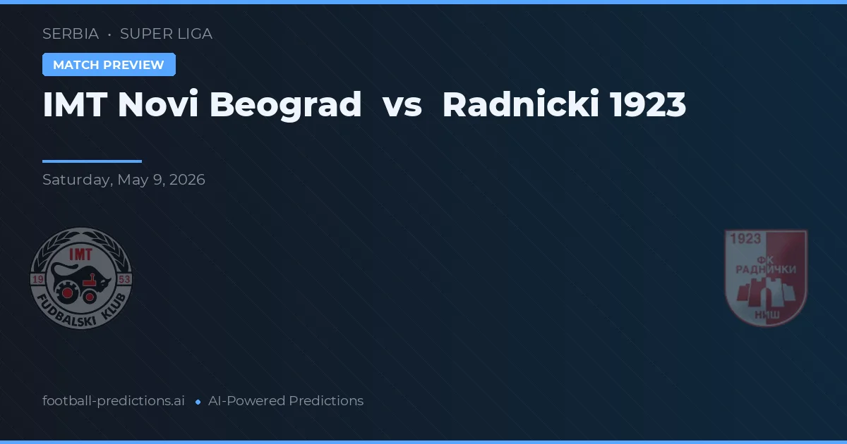 IMT Novi Beograd vs Radnički 1923 — pronóstico y previa del partido