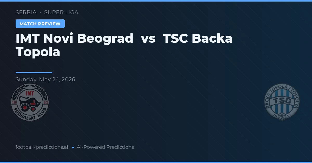 IMT Novi Beograd vs TSC Bácsa Topola — pronóstico y previa del partido