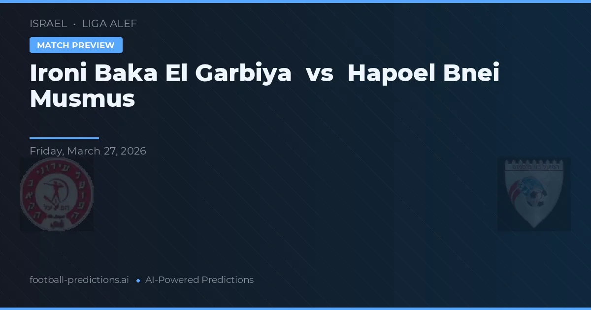 Ironi Baka El Garbiya vs Hapoel Bnei Musmus — pronóstico y previa del partido