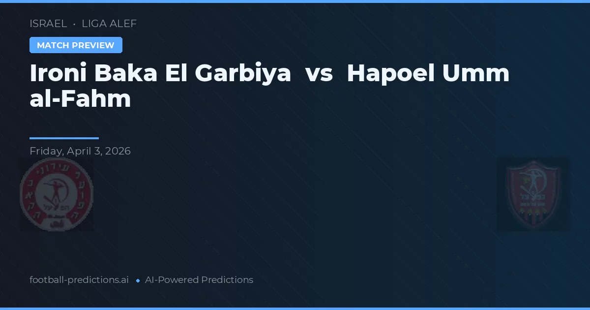 Ironi Baka El Garbiya vs Hapoel Umm al-Fahm — pronóstico y previa del partido