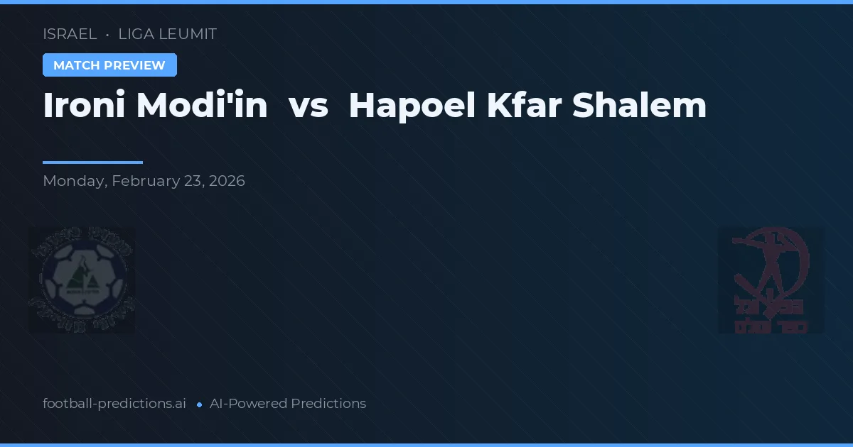 Ironi Modi'in vs Hapoel Kfar Shalem — pronóstico y previa del partido