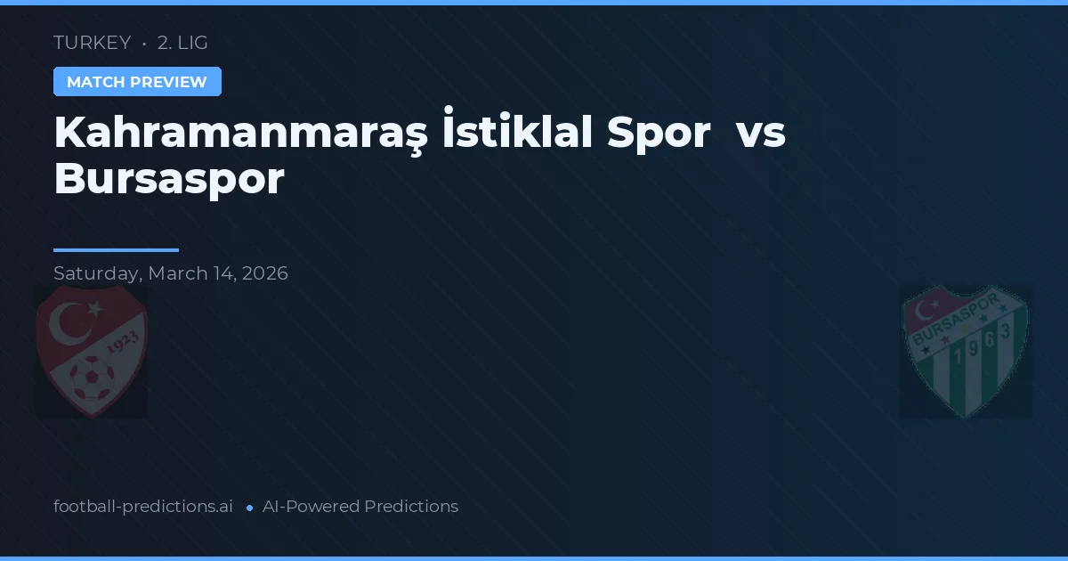 Kahramanmaraş İstiklalspor vs Bursaspor — pronóstico y previa del partido