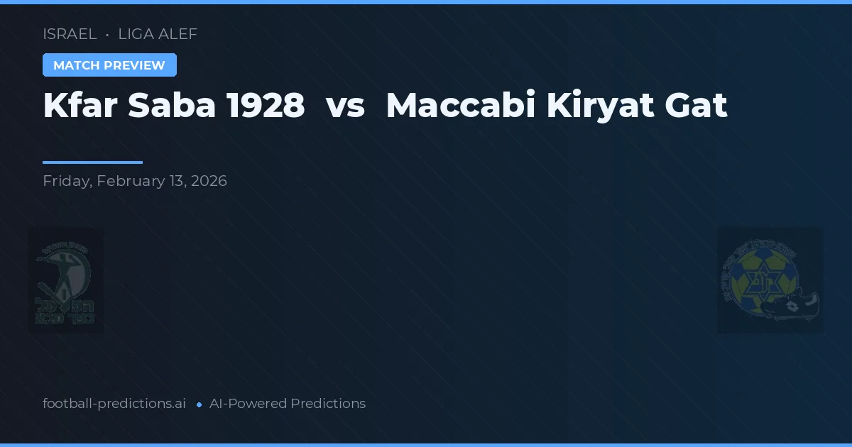 Kfar Saba 1928 vs Maccabi Kiryat Gat — pronóstico y previa del partido