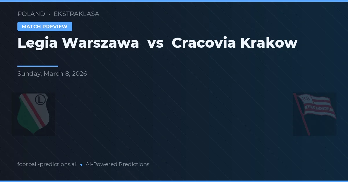Legia Varsovia vs Cracovia Kraków — pronóstico y previa del partido