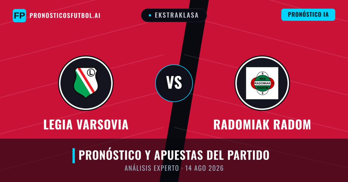 Legia Varsovia vs Radomiak Radom — pronóstico y previa del partido