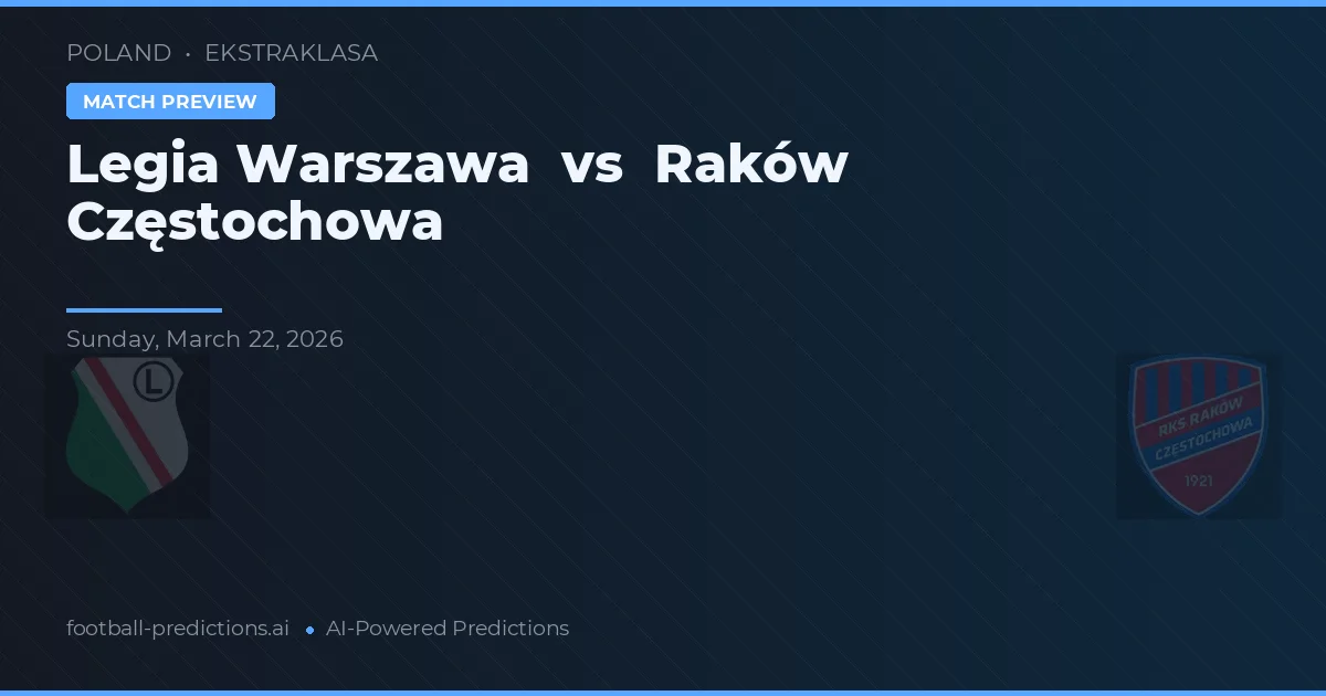 Legia Varsovia vs Raków Częstochowa — pronóstico y previa del partido