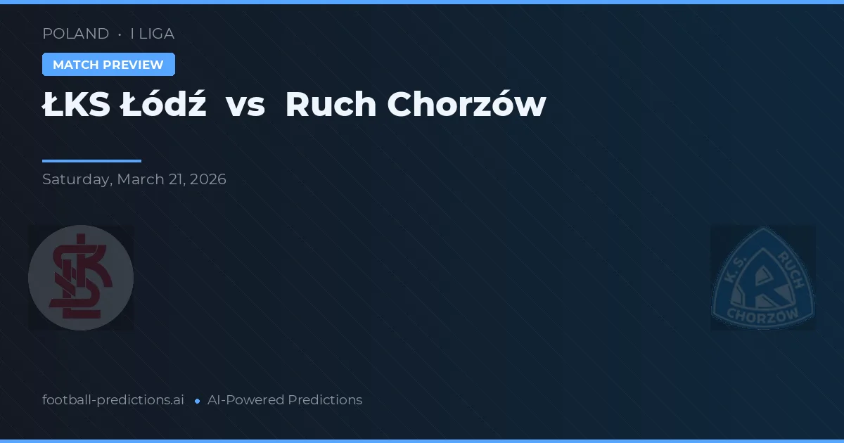 ŁKS Łódź vs Ruch Chorzów — pronóstico y previa del partido