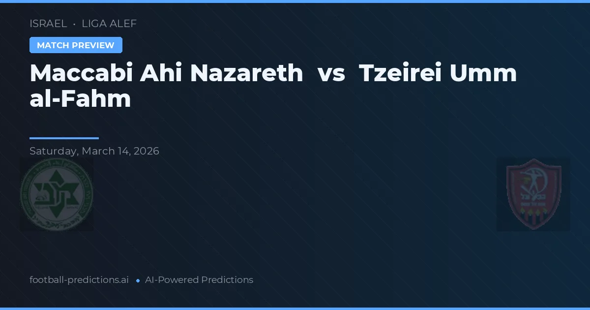 Maccabi Ahi Nazareth vs Tzeirei Umm al-Fahm — pronóstico y previa del partido