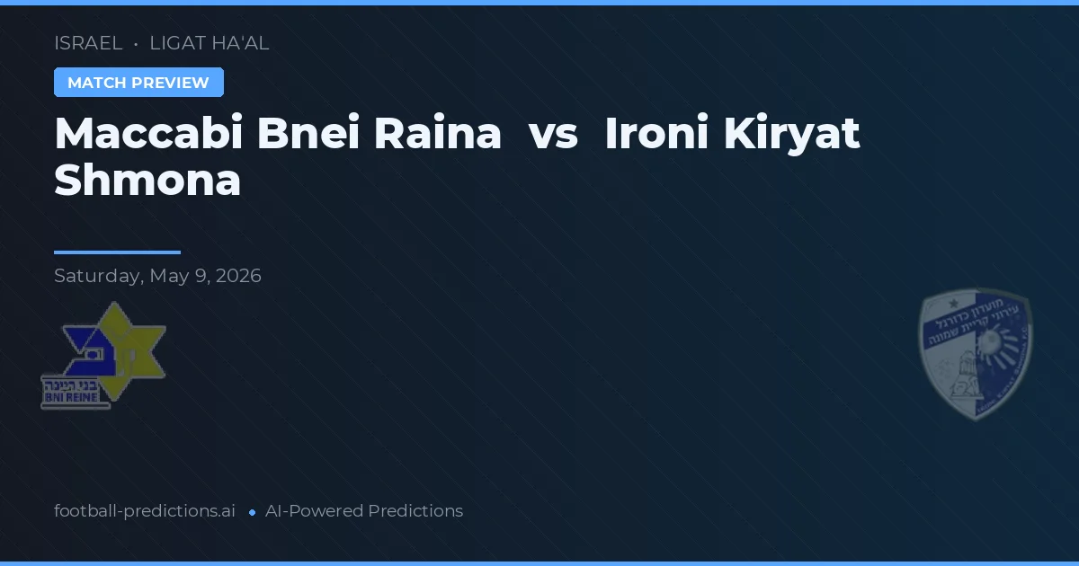 Maccabi Bnei Raina vs Ironi Kiryat Shmona — pronóstico y previa del partido