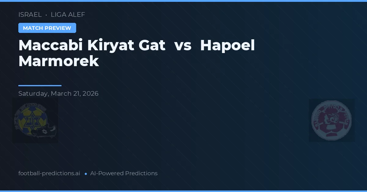 Maccabi Kiryat Gat vs Hapoel Marmorek — pronóstico y previa del partido